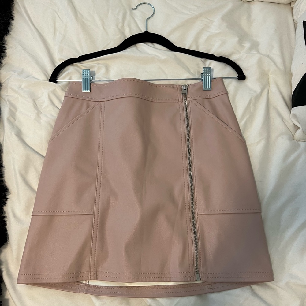 Pink Leather Skirt